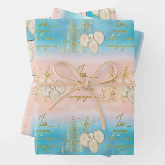 Weihnachtsengel Wrapping Paper Flat Sheet Set 3 Geschenkpapier Set (Beispiel)