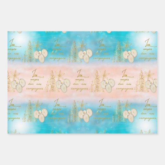 Weihnachtsengel Wrapping Paper Flat Sheet Set 3 Geschenkpapier Set (Vorderseite)