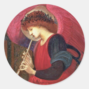 Weihnachtsengels-Aufkleber - Burne-Jones - Rot Runder Aufkleber