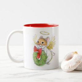 Weihnachtsengels-Maus mit Wreath Tasse