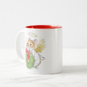 Weihnachtsengels-Maus mit Wreath Tasse (Vorderseite Links)