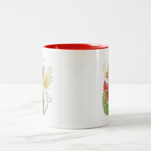Weihnachtsengels-Maus mit Wreath Tasse (Mittel)