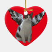 Weihnachtsengels-Miezekatze-Verzierung Keramikornament (Hinten)