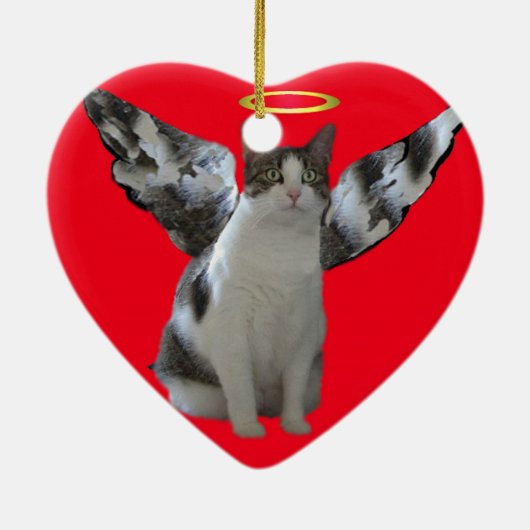 Weihnachtsengels-Miezekatze-Verzierung Keramikornament (Hinten)