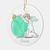 Weihnachtsengels-Nameverzierung Keramikornament (Links)