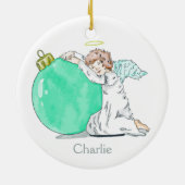 Weihnachtsengels-Nameverzierung Keramikornament (Hinten)