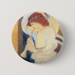 Weihnachtsengels-rundes Knopf-Button - Burne-Jones Button