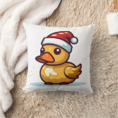 Weihnachtsente in Weihnachtsmannmütze Kissen (Decke)