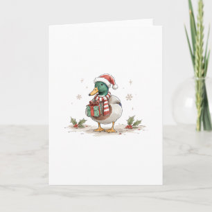 Weihnachtsente mit Santa-Hut für Feiertags-Vogelli Karte