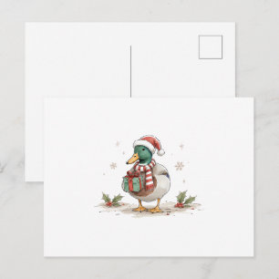 Weihnachtsente mit Santa-Hut für Feiertags-Vogelli Postkarte