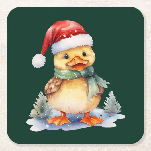 Weihnachtsente Rechteckiger Pappuntersetzer (Vorderseite)
