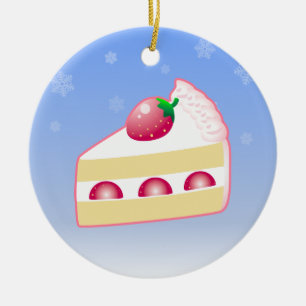 Weihnachtserdbeerkuchen Keramik Ornament