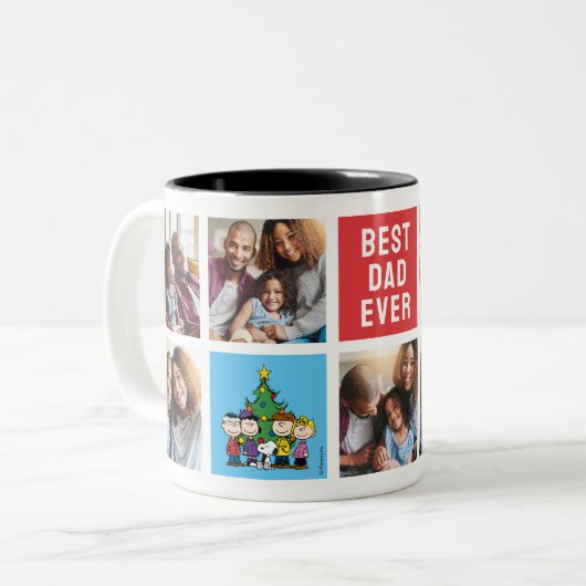 Weihnachtserden | Vater - FotoCollage Zweifarbige Tasse (Vorderseite Links)