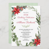 Weihnachtserwachsene Geburtstagsgrün Einladung (Vorne/Hinten)
