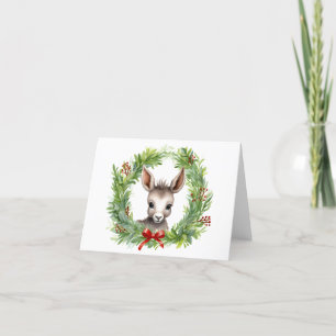 Weihnachtsesel mit festlichem Kranz LEER  Feiertagskarte