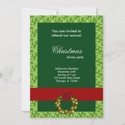 Weihnachtsessen Damask Einladung (Vorderseite)