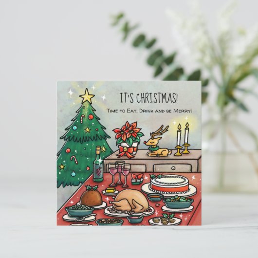 Weihnachtsessen Einladung (Stehend Vorderseite)