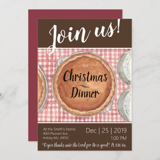 Weihnachtsessen Einladung mit Umschlag (Vorne/Hinten)