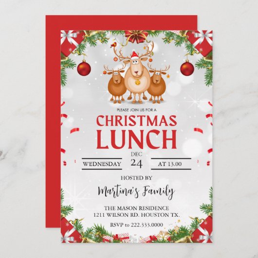 Weihnachtsessen Einladungen Weihnachtsfest (Vorne/Hinten)