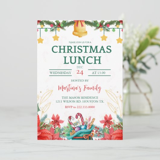 Weihnachtsessen Einladungen Weihnachtsfest (Stehend Vorderseite)