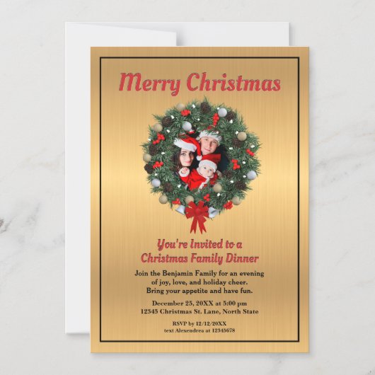Weihnachtsessen Familienfest Foto nach Maß Magneteinladung (Vorderseite)