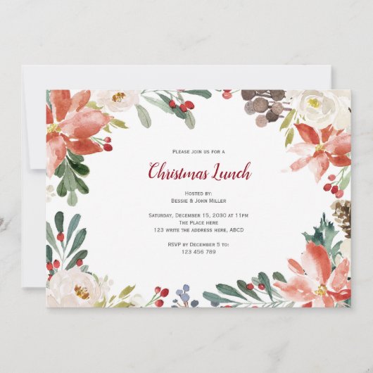 Weihnachtsessen, Feiertag Einladung (Vorderseite)