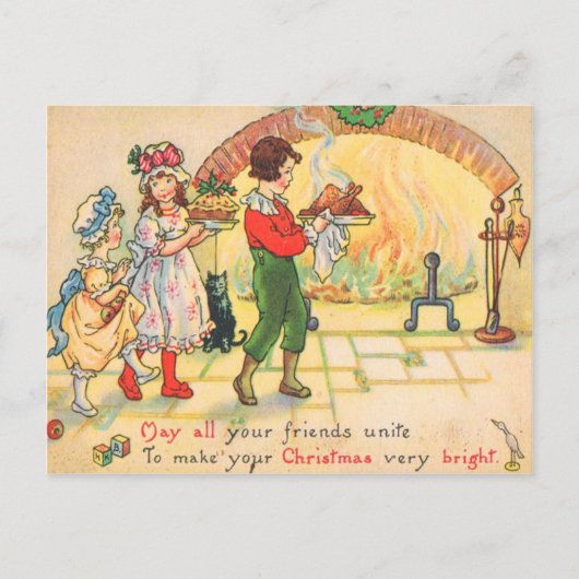 Weihnachtsessen Feiertagspostkarte (Vorderseite)