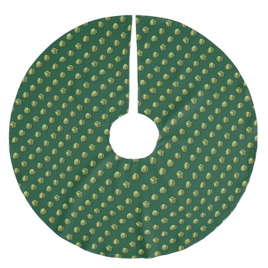 Weihnachtsessen Grüne Rosenkohl Muster Polyester Weihnachtsbaumdecke (Vorderseite)