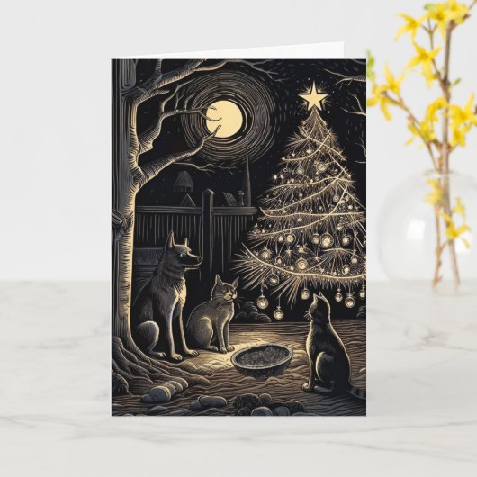 Weihnachtsessen Karte (Gelbe Blume)