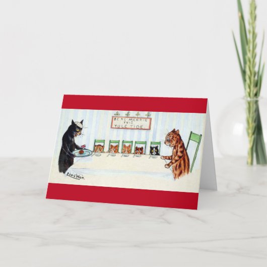 Weihnachtsessen, Louis Wain Feiertagskarte (Vorderseite)