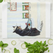 Weihnachtsessen, Louis Wain Geschirrtuch (Gefaltet)