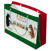 Weihnachtsessen, Louis Wain Große Geschenktüte (Rückseite Schrägansicht)