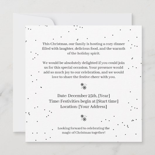 Weihnachtsessen Party Einfach Minimalistisch Einladung (Rückseite)