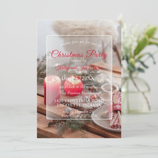 Weihnachtsessen/Party Einladung (Stehend Vorderseite)