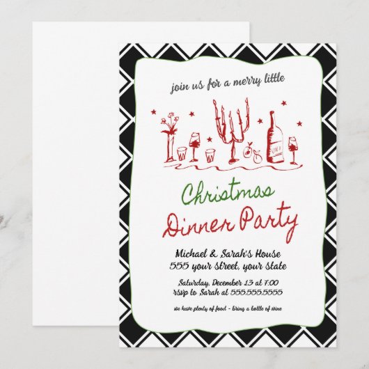 Weihnachtsessen Party Einladung (Vorne/Hinten)