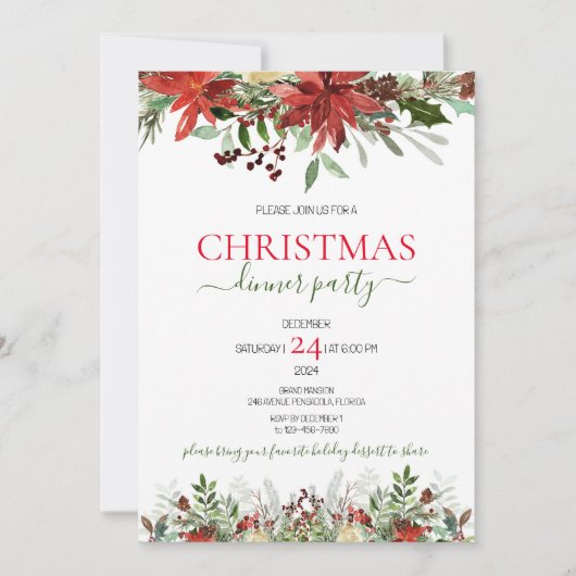 Weihnachtsessen Party Einladung (Vorderseite)