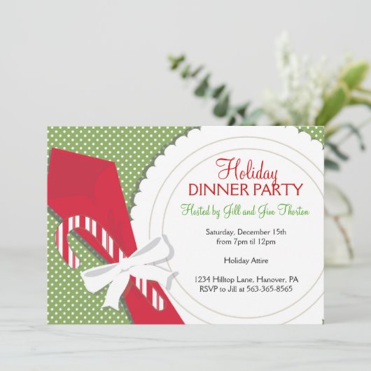 Weihnachtsessen Party Einladung (Stehend Vorderseite)