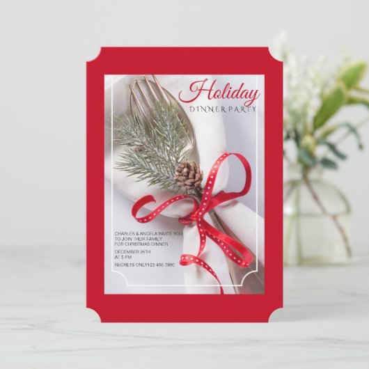 Weihnachtsessen Party Einladung (Stehend Vorderseite)