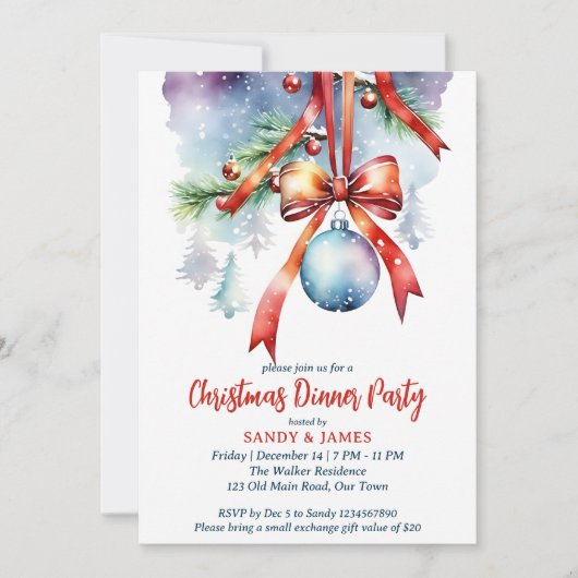 Weihnachtsessen Party Einladung (Vorderseite)