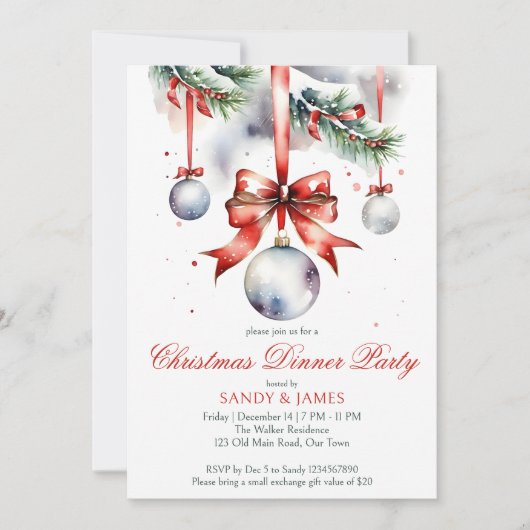 Weihnachtsessen Party Einladung (Vorderseite)