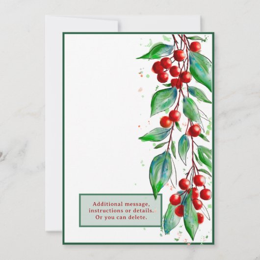 Weihnachtsessen Party Einladung Holiday Soiree (Rückseite)