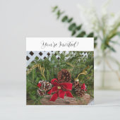 Weihnachtsessen Party Evergreen Pine Cons Feiertagskarte (Stehend Vorderseite)