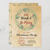 Weihnachtsessen Party Feiertage Vintagen Weihnacht Einladung (Vorne/Hinten)