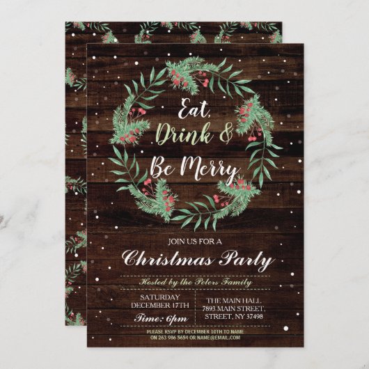 Weihnachtsessen Party Feiertage Wohnen Weihnachten Einladung (Vorne/Hinten)