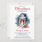 Weihnachtsessen Party Laternenpoinsettia Einladung (Vorderseite)