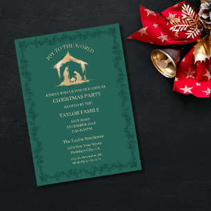 Weihnachtsessen Party Religiöse Krippe Szene Feiertagskarte