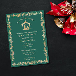 Weihnachtsessen Party Religiöse Krippe Szene Feiertagskarte