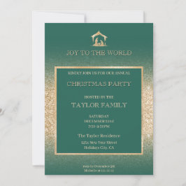 Weihnachtsessen Party Religiöse Krippe Szene Feiertagskarte