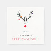 Weihnachtsessen Party Rentiere Serviette (Vorderseite)