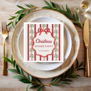 Weihnachtsessen Party Retrostreifen Monogramm Serviette